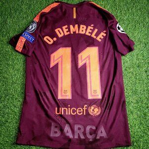 Dembele Barcelona 2017 2018 Third UEFA PLAYER ISSUE Soccer Jersey Shirt M